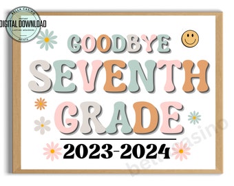 LAATSTE dag van het 7e leerjaar teken, LAATSTE dag van schoolbord, afdrukbaar 7e leerjaar teken, digitale Instant Download, Boho #LD23
