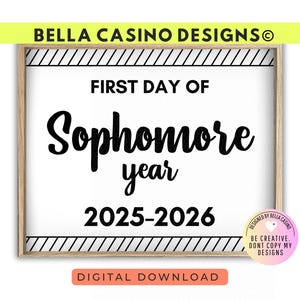 First Day of Sophomore Year Sign Printable - Digital Download