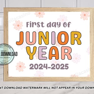 First Day of Junior Year Printable Sign Instant Digital Download Back ...