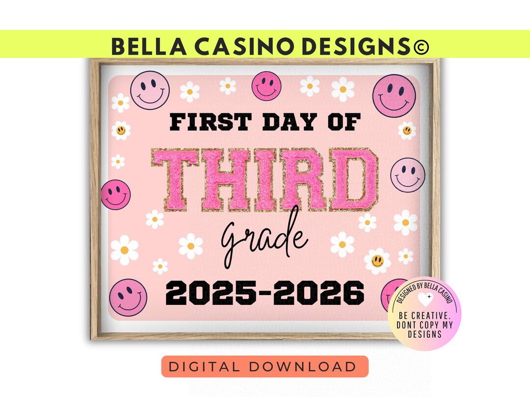 First Day of 3rd Grade Sign Printable - Digital Download - Etsy