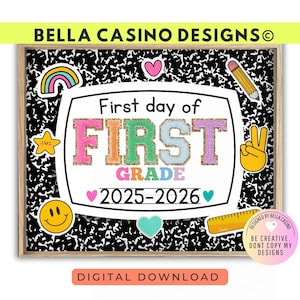 First Day of 1st Grade Sign Printable - Digital Download