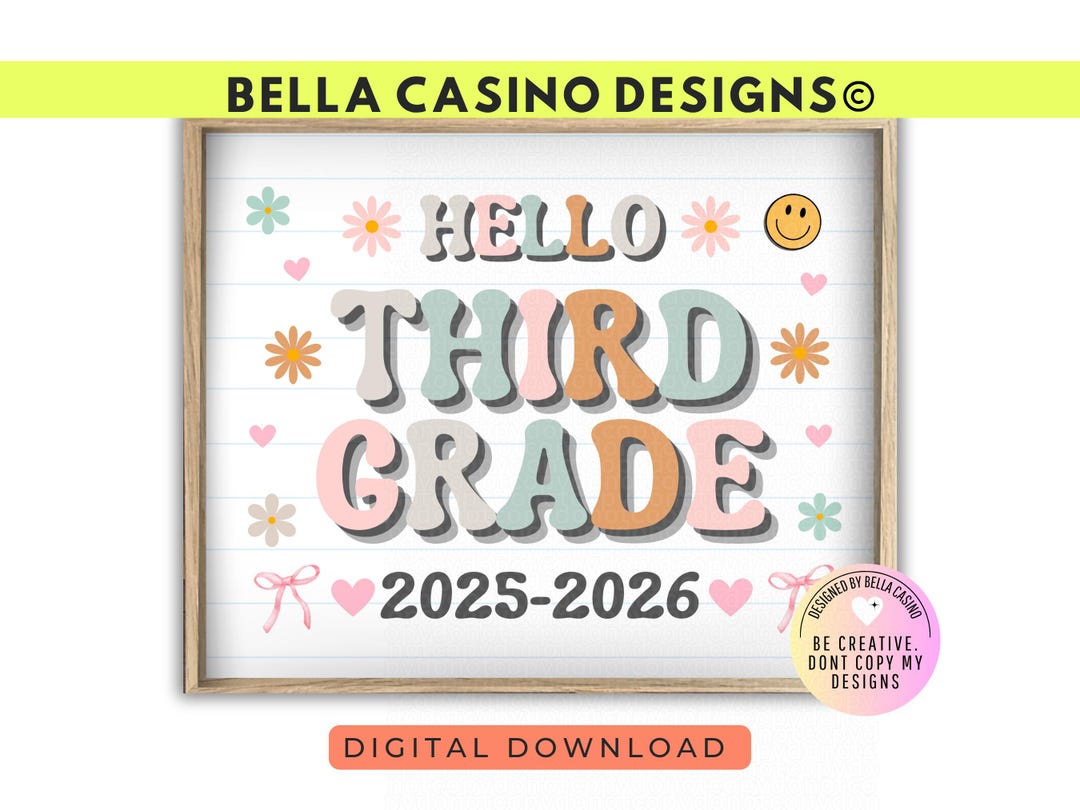 First Day of 3rd Grade Sign Printable - Digital Download - Etsy