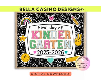 First Day of Kindergarten Sign, Printable Digital Download