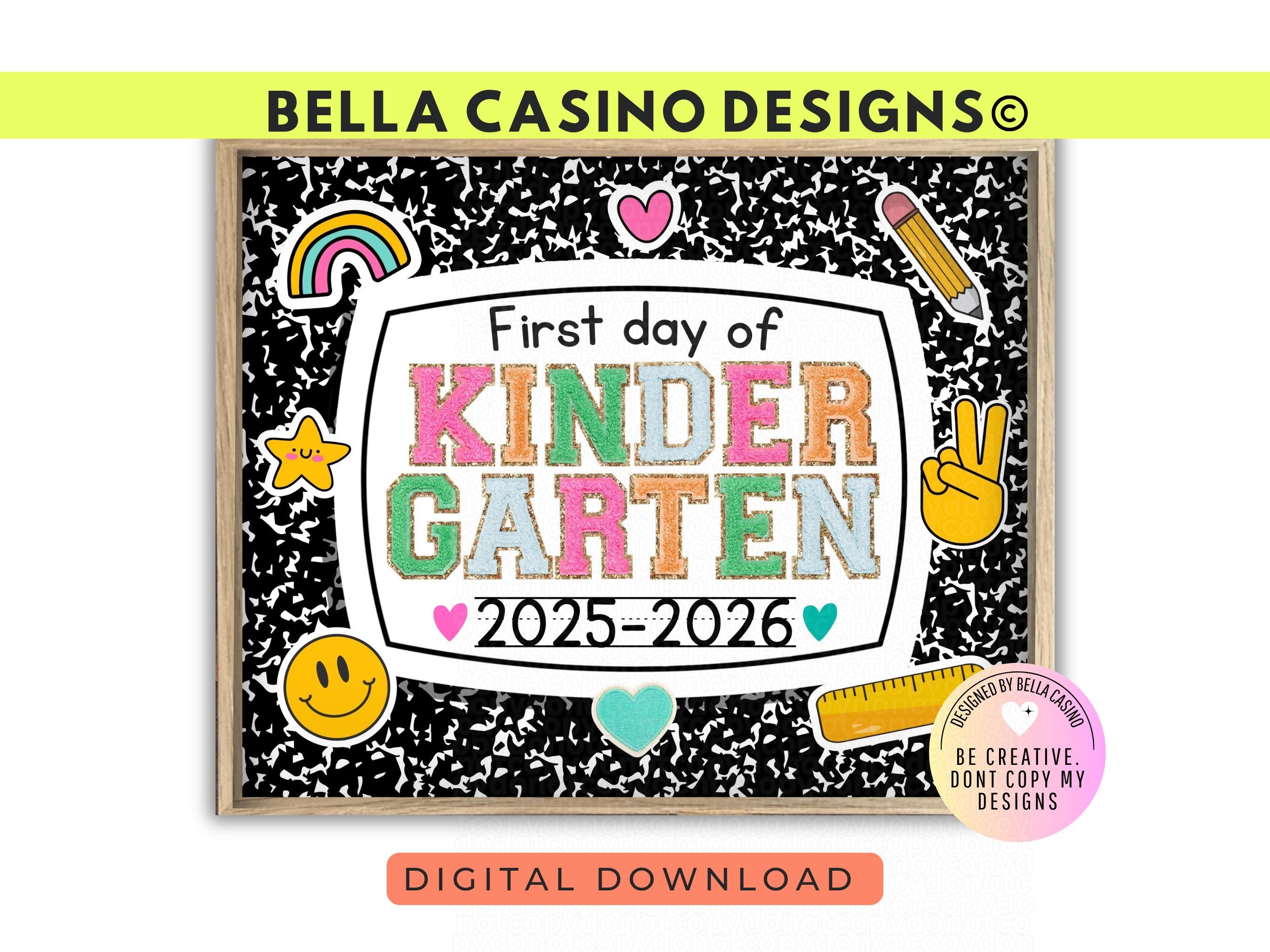 First Day of Kindergarten Sign, Printable Digital Download