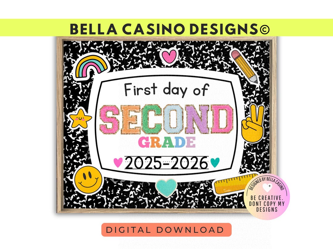 First Day of 2nd Grade Sign Printable - Digital Download - Etsy UK