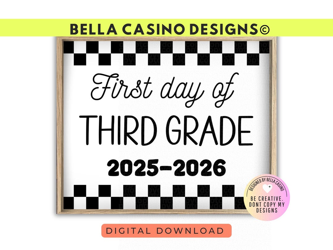 First Day of 3rd Grade Sign Printable - Digital Download - Etsy