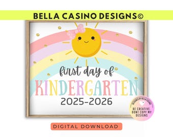 First Day of Kindergarten Sign, Printable Digital Download
