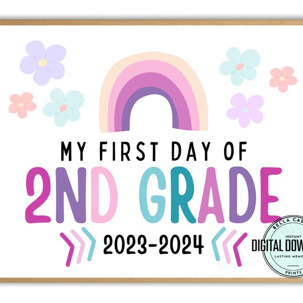 First day of 2nd grade sign, First Day of School Sign, Printable 2nd grade Sign, Digital Instant Download