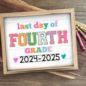 LAST DAY of 4th grade sign, Last Day of School Sign, Printable 4th grade Sign, Digital Instant Download #LD23 image 1