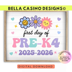 First Day of PREK4 Sign, Printable Digital Download