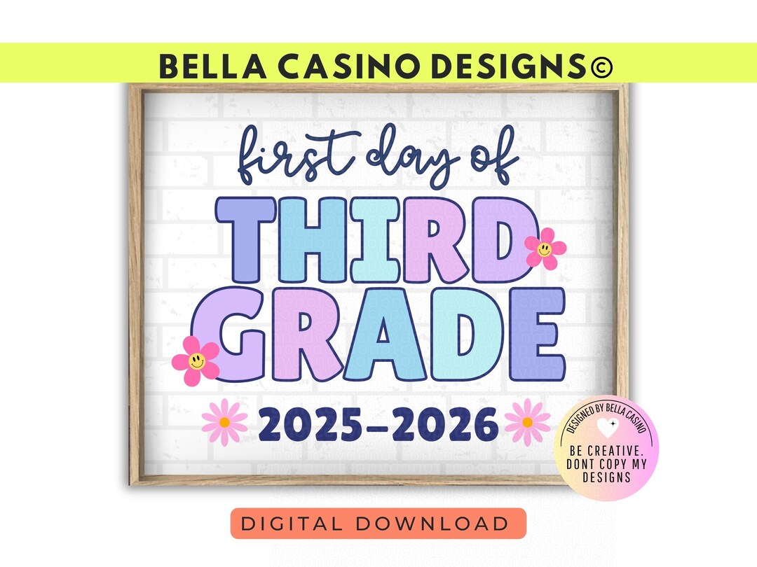 First Day of 3rd Grade Sign Printable - Digital Download - Etsy
