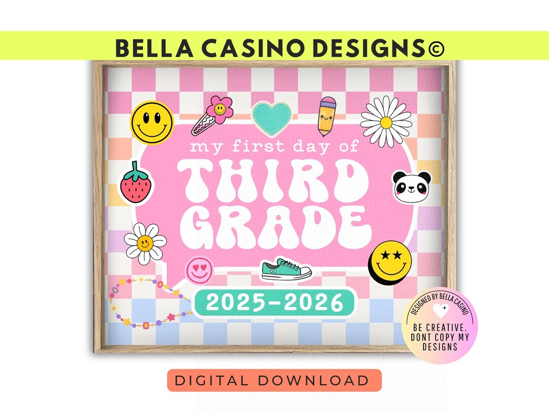 First Day of 3rd Grade Sign Printable - Digital Download - Etsy