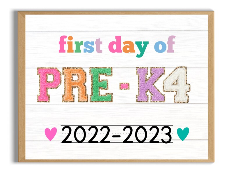 First Day of Prek4 Sign First Day of School Sign Printable Etsy Hong