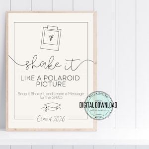 Graduation Photo Guest Book Sign – Polaroid Picture Style (Digital Download)