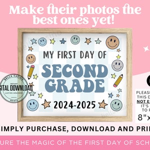 First Day of 2nd Grade Sign, First Day of School Sign, Printable 2nd ...