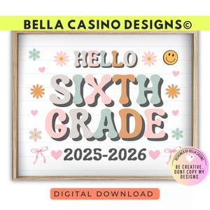 First Day of 6th Grade Sign Printable - Digital Download
