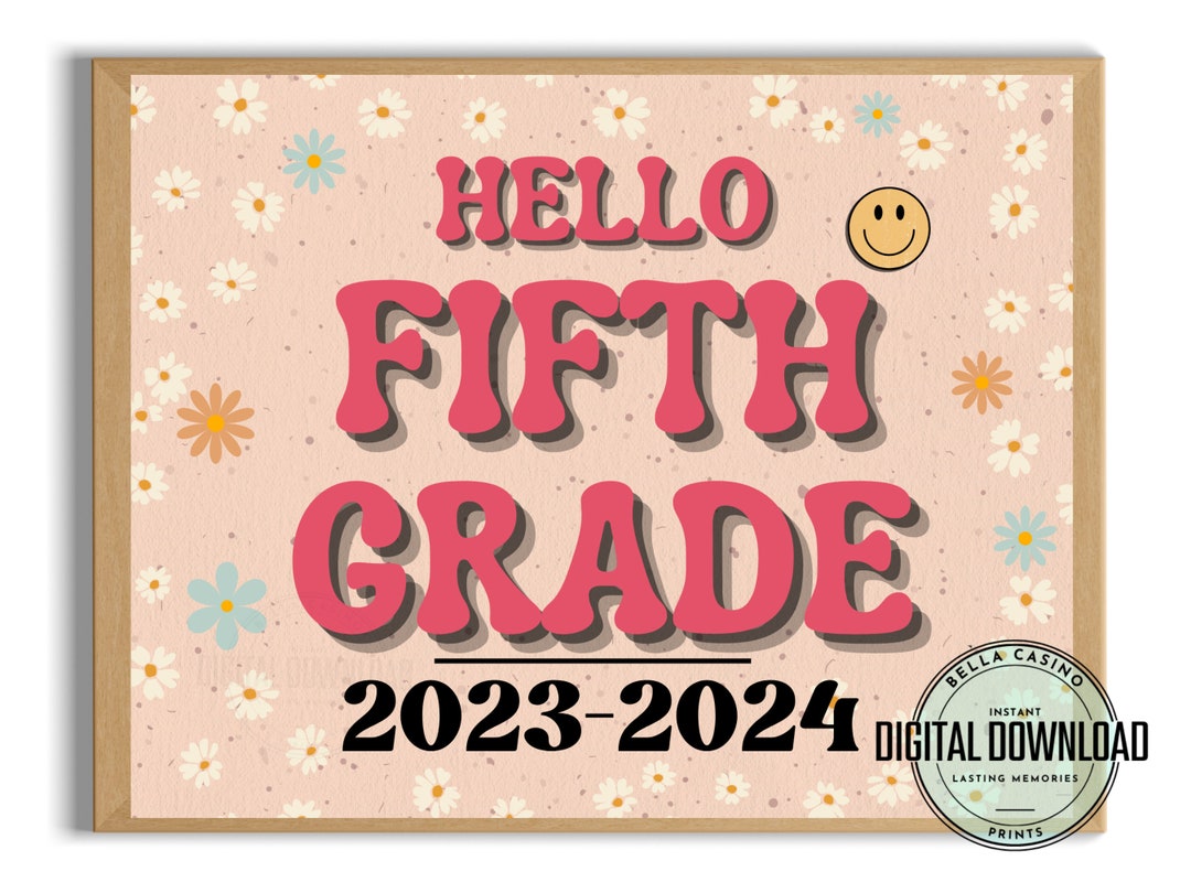 First Day Of 5th Grade Sign First Day Of School Sign Etsy Israel