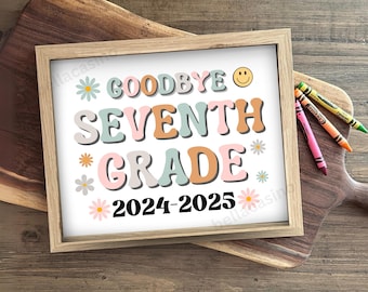LAST day of 7th grade sign, LAST Day of School Sign, Printable 7th grade Sign, Digital Instant Download, Boho #LD23