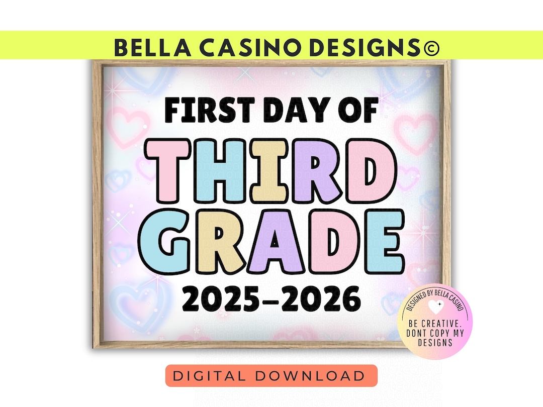 First Day of 3rd Grade Sign Printable - Digital Download - Etsy