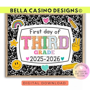 First Day of 3rd Grade Sign Printable - Digital Download