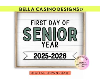 First Day of Senior Year Sign, first day of school, first day of 12th grade Printable sign (Digital Download)