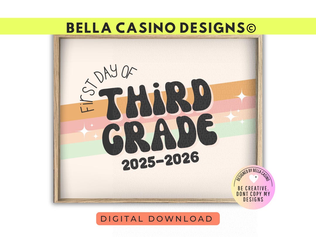 First Day of 3rd Grade Sign Printable - Digital Download - Etsy