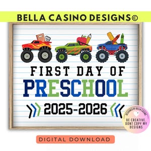 First Day of Preschool Sign, Printable Digital Download