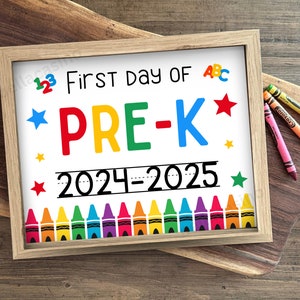 Letrero imprimible para el primer día de preescolar - Descarga digital instantánea - Accesorio fotográfico para el regreso a clases - Letrero para preescolar