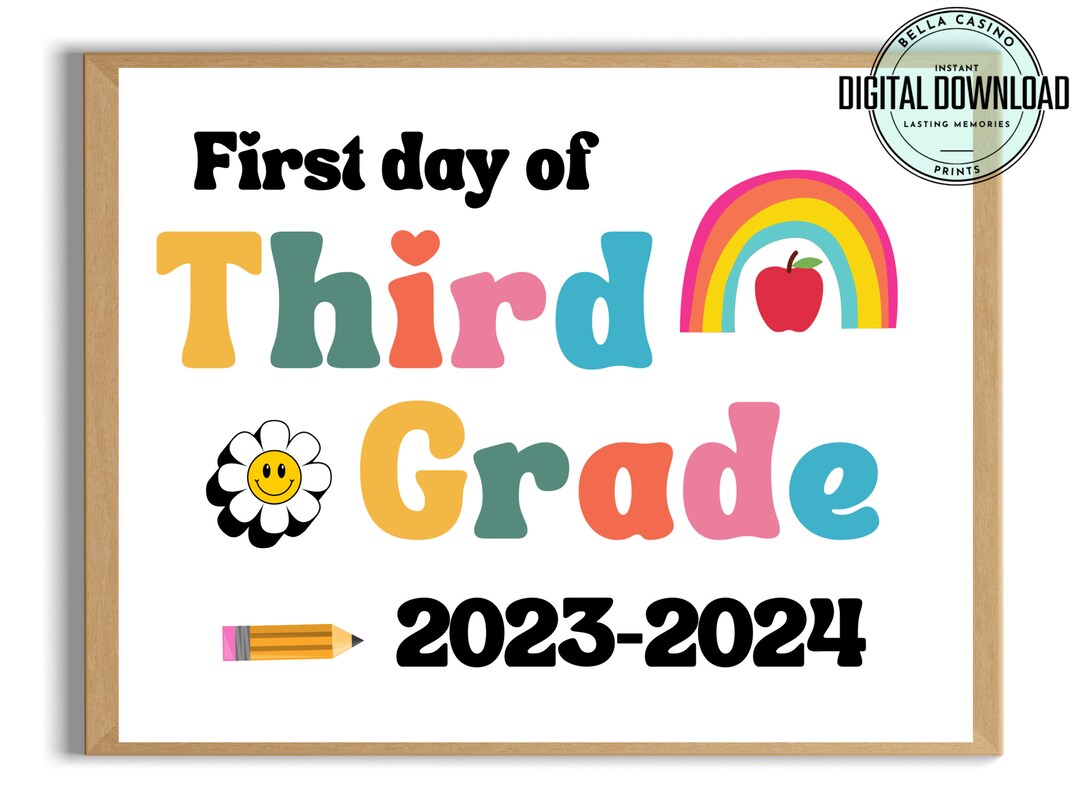 First Day of 3rd Grade Sign, First Day of School Sign, Printable 3rd ...