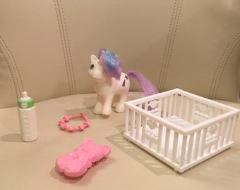 1984 My Little Pony Baby Glory Unicorn Hasbro Shooting Star G1 with Extras