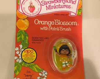 Kenner Strawberryland Miniatures - Orange Blossom With Paint Brush 1982 - New In Box