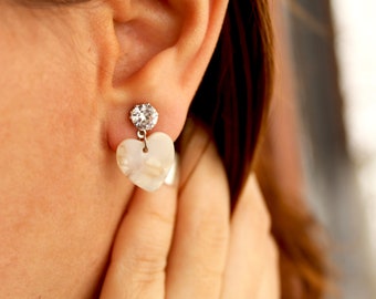Kc Pearl Heart Earrings: Dainty Stainless Steel Love Gift