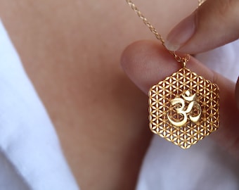 Gold Filled Ohm Necklace: Spiritual Yoga Pendant