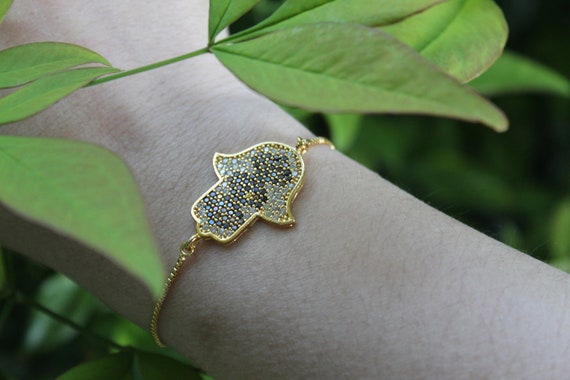 unift Mano di Fatima Bracciale per le Donna in Acciaio Anox Charm Hamsa Mano di Fatima Bracciale Gioielli Buona Fortuna Amuleto (argento