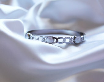 Dainty Opal Cuff Bracelet: Stainless Steel Minimalist Jewelry