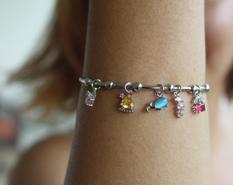 Ocean Charm Bracelet: Stainless Steel Sea Life Cuff