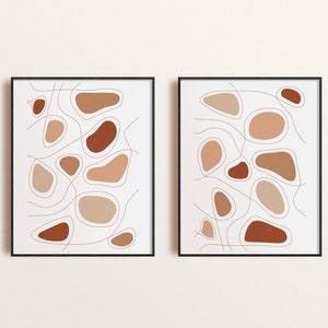 Set of Two Boho Abstract Print, Modern Printable Wall Art, Instant Download 2 Piece Wall Art, Boho Wall Decor, Minimalist Neutral  Wall Art