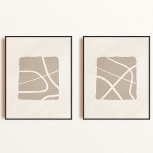 Beige Art Print Set of 2, Neutral Wall Art, Printable Art Print, Beige Abstract Art, Minimal Geometric Print, Boho Decor, Digital Download