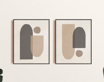 Mid Century Modern Art Print Set of 2, Gallery Wall Set, Neutral ...