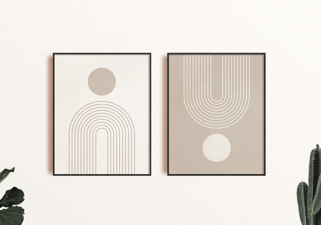 Mid Century Modern Wall Art Print Set of 2, Printable Wall Art ...
