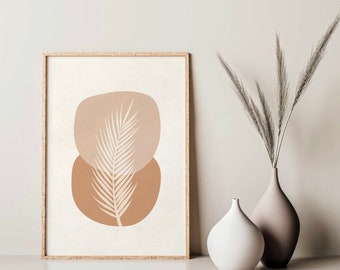 Boho Leaf Wall Art, Botanical Printable Wall Art, Abstract Modern Leaf Print, Neutral Wall Art, Minimalist Wall Art, Modern Boho Art Print