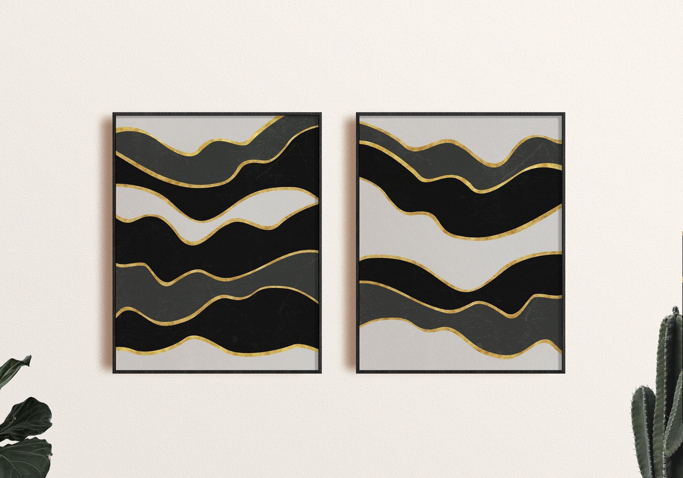 Black Gold Abstract Art Print, Black Wall Art, Modern Printable Wall ...