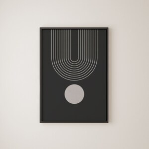 Mid Century Modern Printable Wall Art Set of 3, Neutral Black Art ...