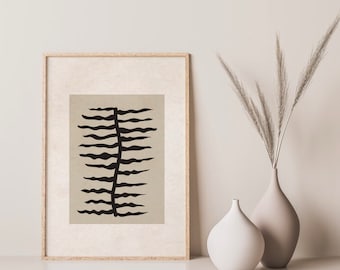 Arte de pared imprimible moderno, impresión de arte abstracto, arte de pared abstracto beige negro, arte imprimible minimalista, descarga instantánea de impresión digital,