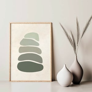 Abstract Green Shades Wall Art, Boho Green Art Print, Neutral Geometric Shapes Wall Art, Minimal Wall Decor Art Print, Modern Boho Wall Art