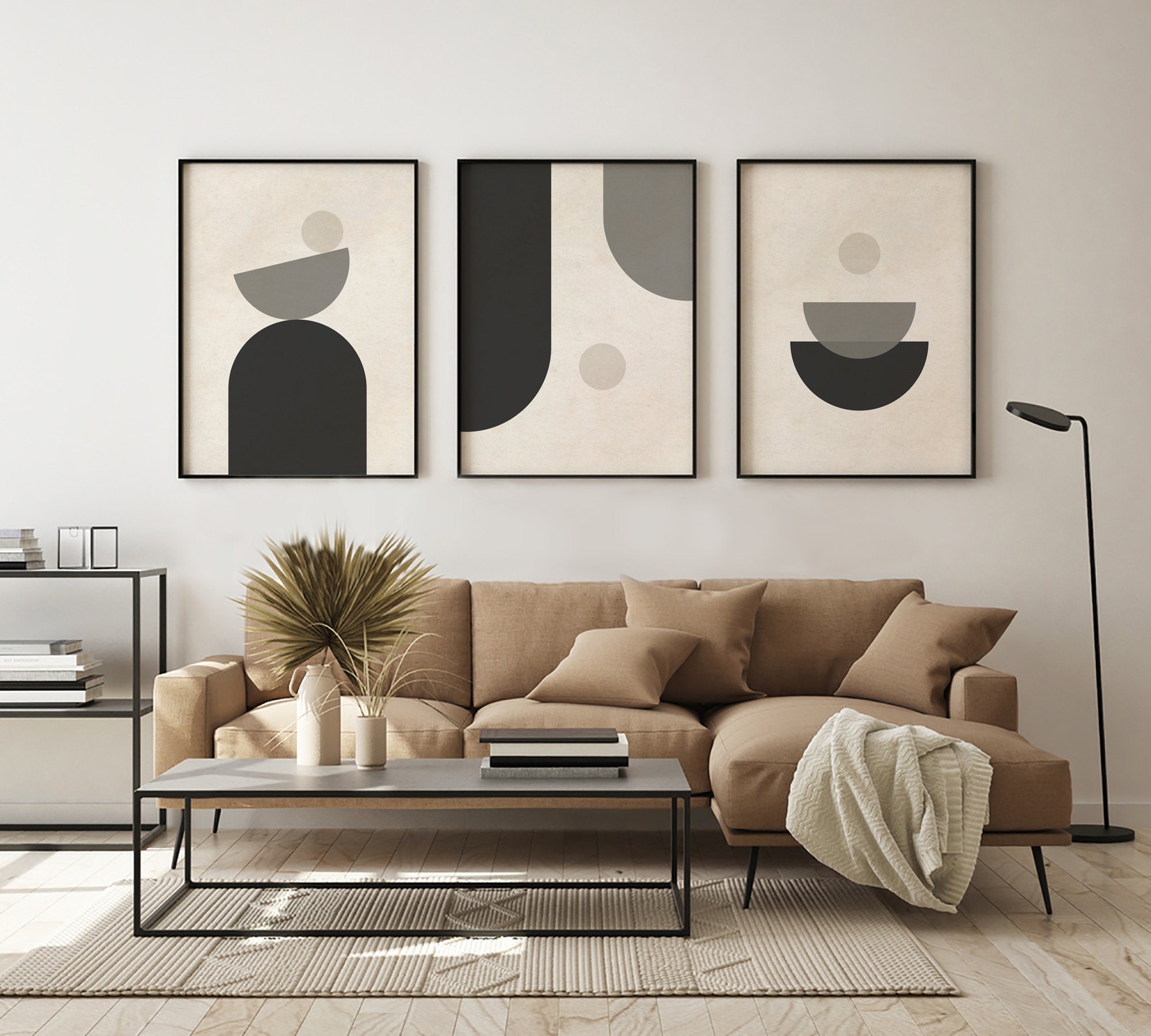 Mid Century Modern Printable Wall Art Set of 3, Neutral Abstract ...