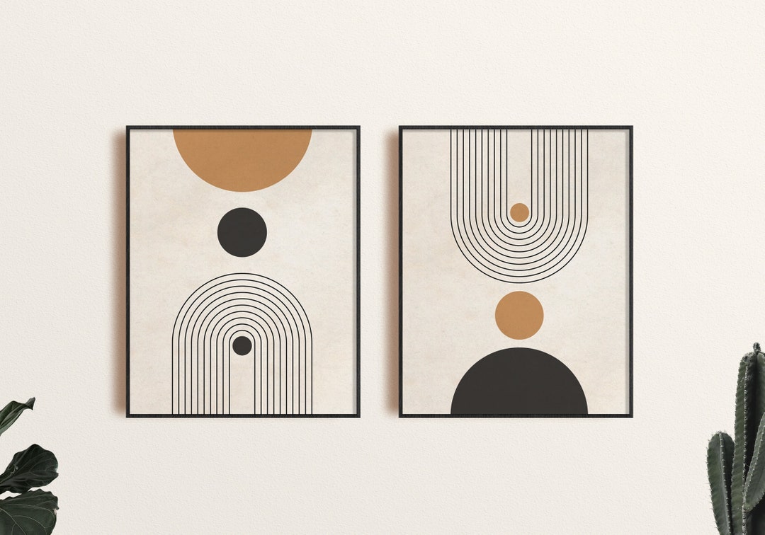 Mid Century Modern Printable Wall Art Set of 2 Neutral - Etsy