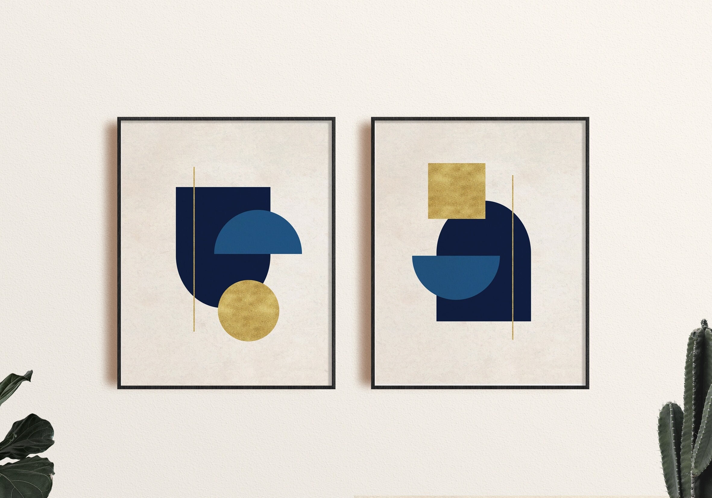 Mid Century Modern Printable Wall Art Set of 2, Neutral Abstract ...