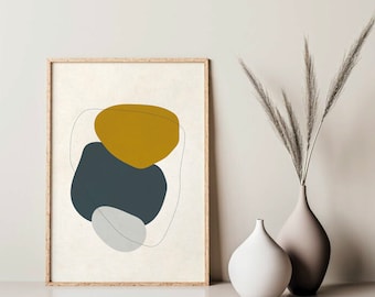 Sztuka ścienna do druku w stylu Mid Century Modern, nowoczesny wydruk artystyczny Boho, geometryczna sztuka abstrakcyjna, minimalistyczny abstrakcyjny wydruk ścienny, sztuka w neutralnych kolorach