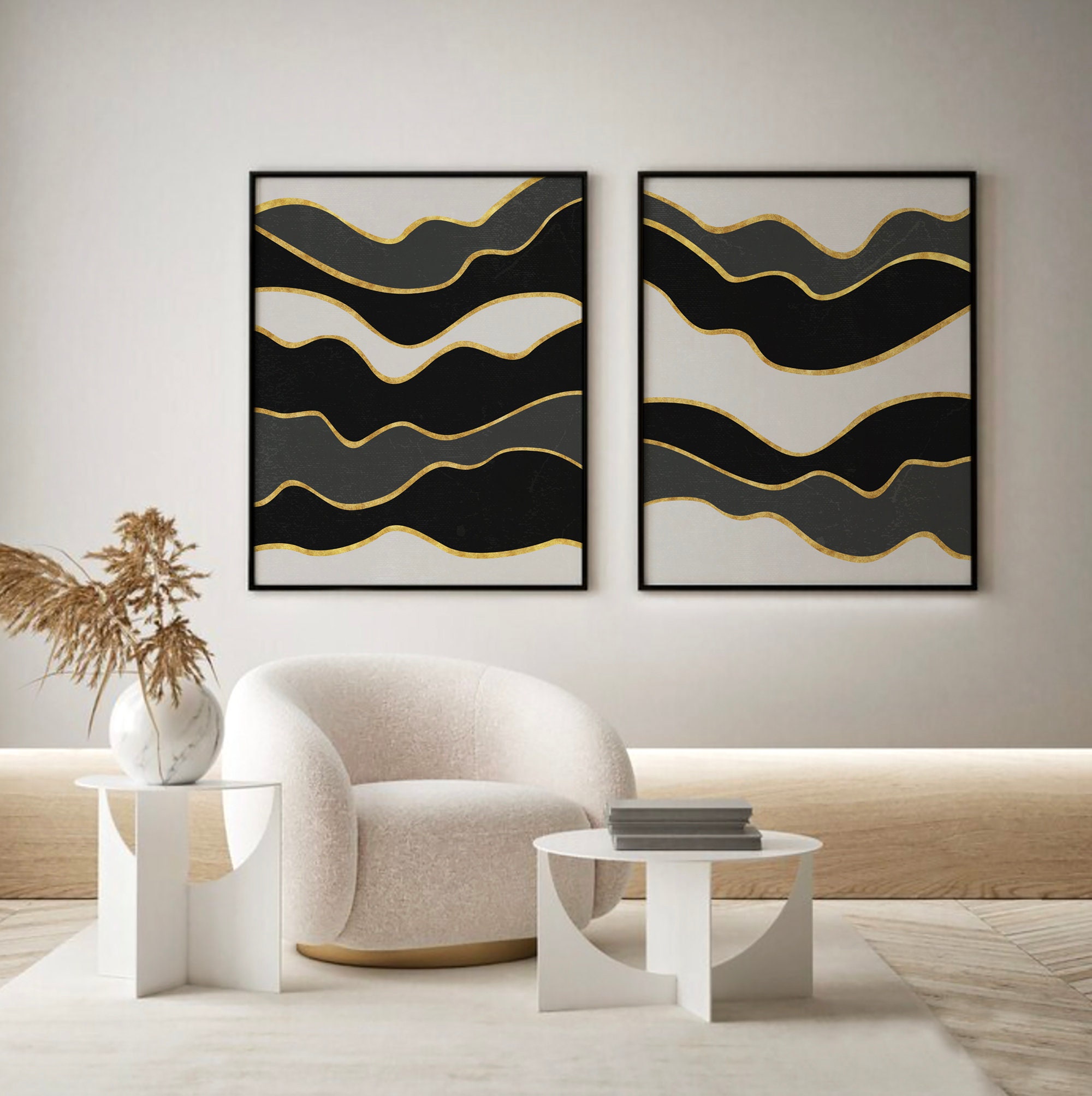 Black Gold Abstract Art Print, Black Wall Art, Modern Printable Wall ...